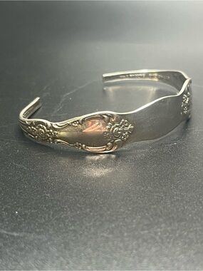 Vintage Wm. A Rogers Oneida Spoon Cuff Bracelet Silverplate Floral Rose flatware